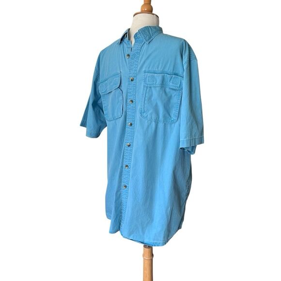L.L. Bean Blue Short Sleeve Cotton Summer Shirt - Large Tall - Picture 2 of 5